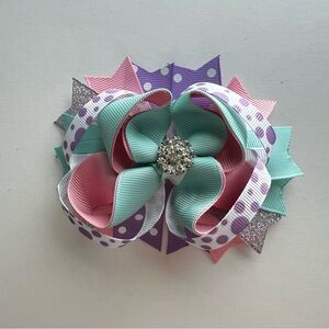 Hand Crafted Colorful Polka Dot Hair Bow Clip